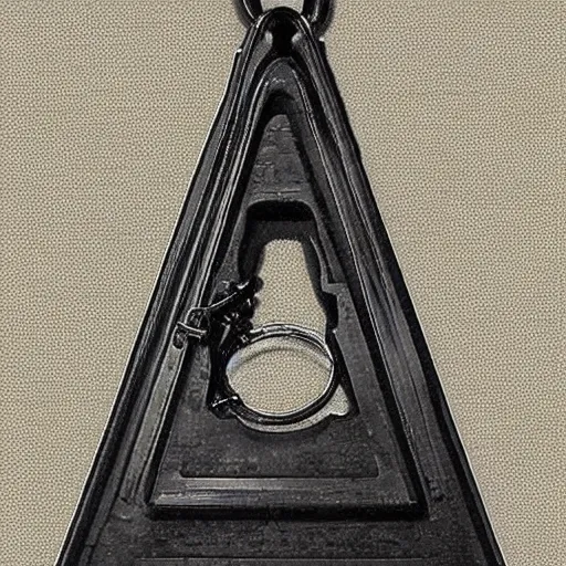 Image similar to a weapon. guillotine blade on a chain