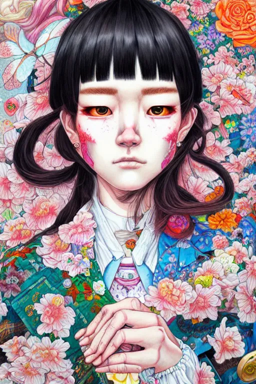 Image similar to cowboy style of yoshii chie and hikari shimoda and martine johanna, highly detailed