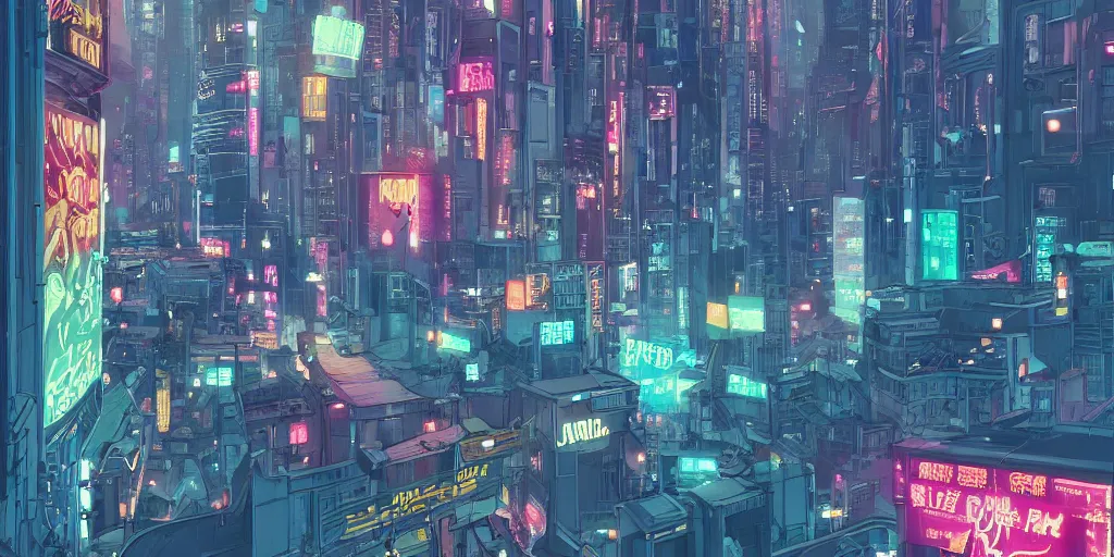 Image similar to a study of cell shaded cartoon of a blade runner 2 0 7 7 style city, illustration, strong colors, neon advertisements, concept art by josan gonzales and wlop, by james jean, victo ngai, david rubin, mike mignola, laurie greasley, highly detailed, sharp focus, trending on artstation, hq, deviantart, art by artgem