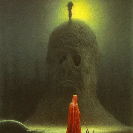 Prompt: the ferryman of hades by beksinski