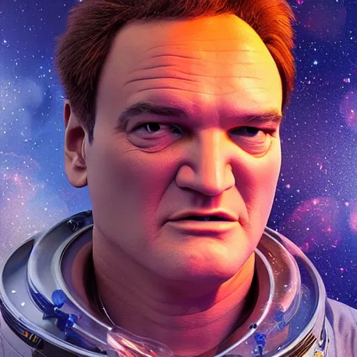 Image similar to hyperrealistic film full body still of quentin tarantino in space, stunning 3 d render, inspired by istvan sandorfi & greg rutkowski & unreal engine, perfect facial symmetry, dim volumetric cinematic lighting, 8 k octane comprehensive render, extremely hyper - detailed, incredibly lifelike attributes, intricate, real flesh texture, masterpiece, artstation, stunning,