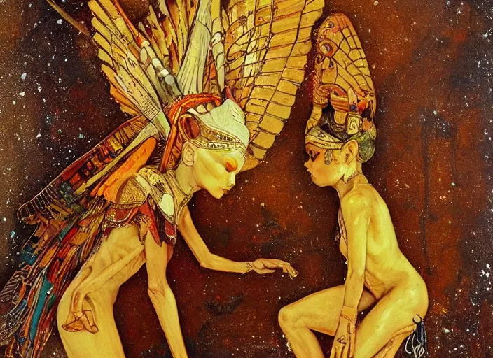 Image similar to egyptian fairy painting carved in amber by chiara bautista and norman rockwell and greg rutkowski weta studio