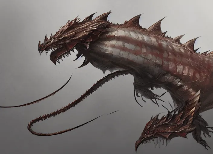 Prompt: detailed concept art of a dragon fish character by richard anderson, artstation, artstationhd