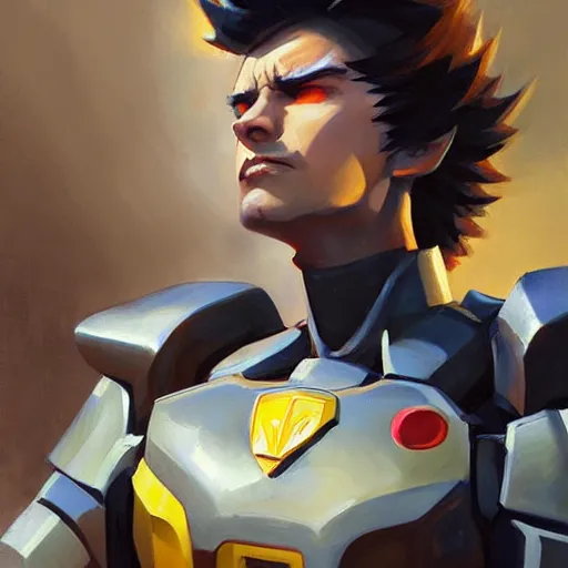 Image similar to greg manchess portrait painting of armored spike spiegel as overwatch character, medium shot, asymmetrical, profile picture, organic painting, sunny day, matte painting, bold shapes, hard edges, street art, trending on artstation, by huang guangjian, gil elvgren, ruan jia, greg rutkowski, gaston bussiere