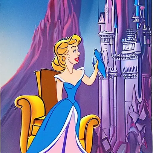 Prompt: elon musk as cinderella, 1950 disney movie poster art, hand drawn animation cel