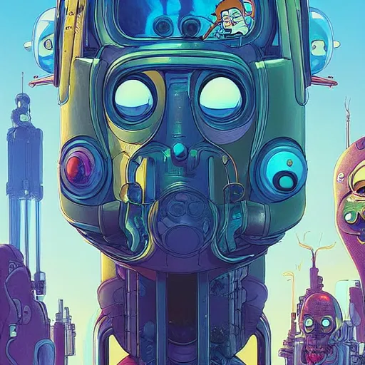 Prompt: akah 0 c 0 k futurama cyberpunk medium shot by gaston bussierre and charles vess and james jean and erik jones and rhads, inspired by rick and morty, epic, funny, huge scale, beautiful fine face features, intricate high details, sharp, ultradetailed