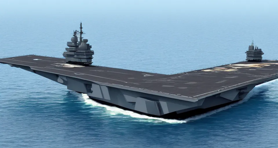 Prompt: an elaborate stealth aircraft carrier design