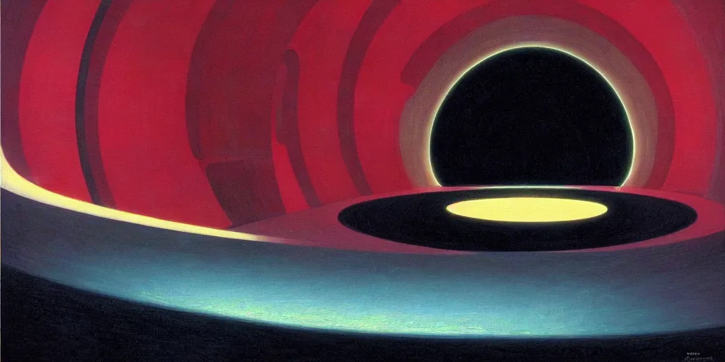 Image similar to black hole, art deco, moebius, cinematic lighting, beautiful, elegant, oil painting,