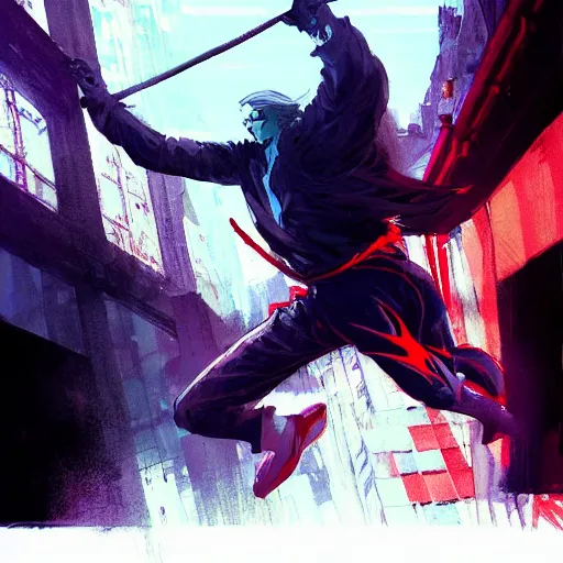 Prompt: Concept art sketch ninja warrior, anime, volumetric fog, godrays, high contrast, high contrast, high contrast, vibrant colors, vivid colors, high saturation, by Greg Rutkowski and Jesper Ejsing and Raymond Swanland and alena aenami, featured on artstation, wide angle, vertical orientation W 832