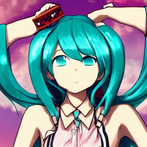 Image similar to hatsune miku smoking weed