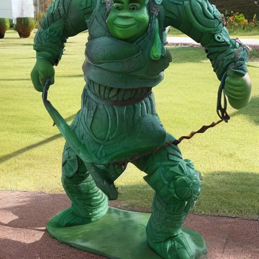Prompt: life-size elaborate jade sculpture of Shrek