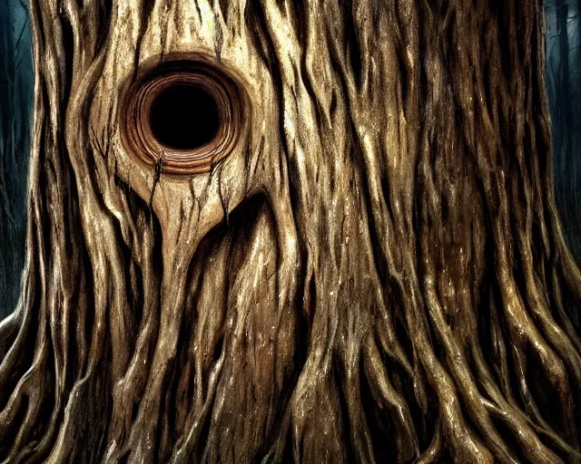 Prompt: a talking tree, a face in the bark, mouth in the bark, nose made of wood, eyes in the bark, fantasy concept art, digital painting, oil painting, hyperrealistic, beautiful, treebeard, ent, magical, highly detailed, soft lighting, very detailed eyes, artstation, cgsociety, in the forest, by alan lee, by artgerm