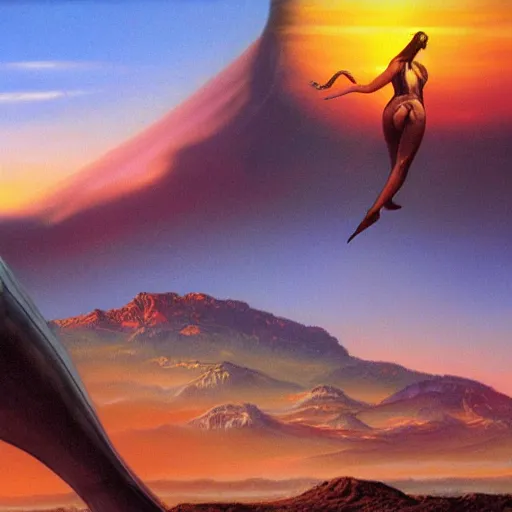 Prompt: bio-futurism,panorama,utopia,beautiful sunset,boris vallejo,photorealistic,detailed