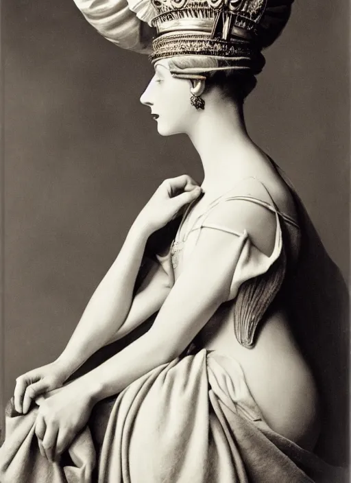 Prompt: portrait of young woman in renaissance dress and renaissance headdress, art by horst p. horst