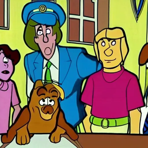 Image similar to 1969 Scooby Doo episode where Shaggy meets donald trump