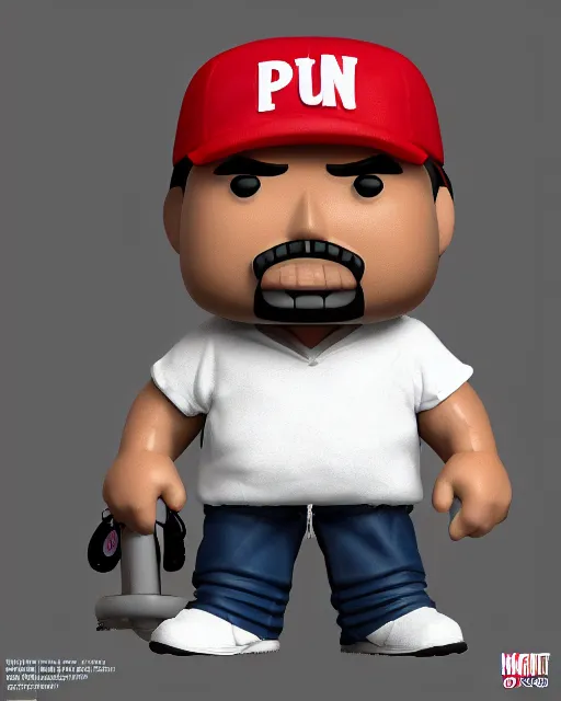 Image similar to full body 3 d render of big pun as a funko pop, studio lighting, white background, blender, trending on artstation, 8 k, highly detailed