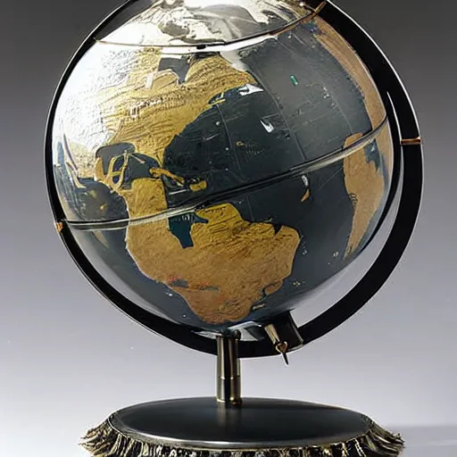 Image similar to a globe made out of liquid metal