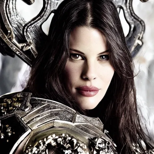 Prompt: photo of liv tyler as a warrior with diamond encrusted armour