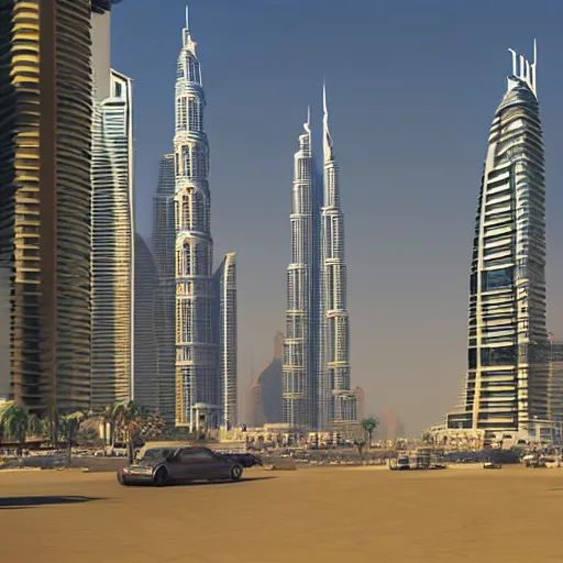 Image similar to gta : dubai, by ivan laliashvili