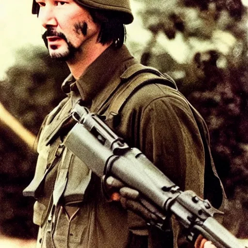 Image similar to keanu reeves as a soldier , historical photo