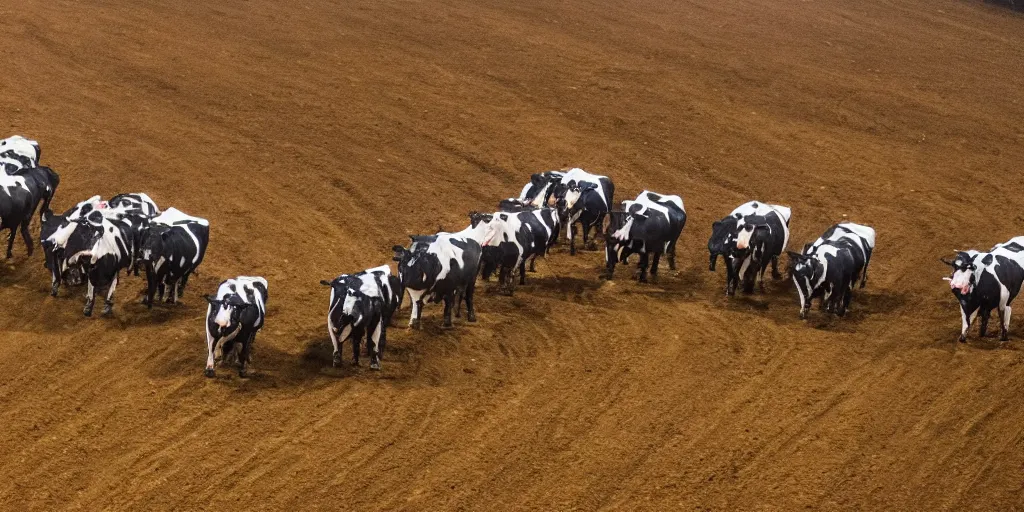 Image similar to a herd of cows on an arenacross track