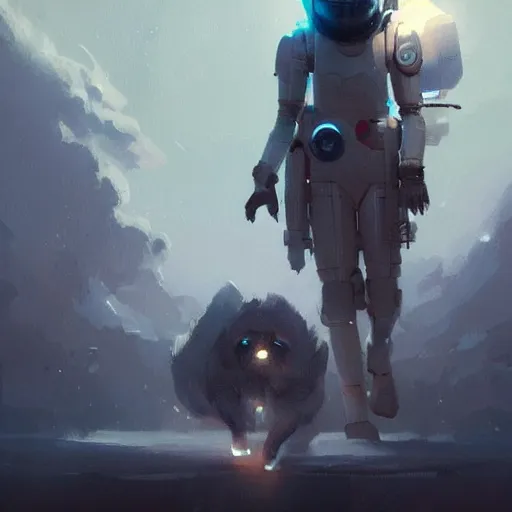 Image similar to 👨‍🚀🐈, digital Art, Greg rutkowski, Trending artstation,cinematographic