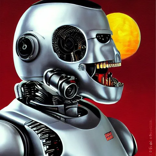 Image similar to highly detailed terminator t - 1 0 0 robot, katsuhiro otomo style painting