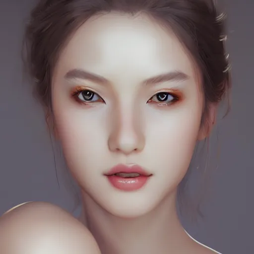 Image similar to a beautiful and elegant girl by wlop, by ruan jian, dream, closeup headshot, 8 k, high detailed, ultra - realistic painting, trending on artstation.