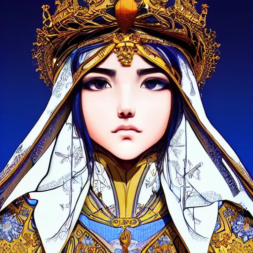 Image similar to ehther the heavenly monarch, beautiful, detailed symmetrical close up portrait, intricate complexity, in the style of artgerm and ilya kuvshinov, cel shaded