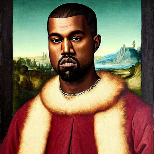 Image similar to A Renaissance portrait painting of Kanye West