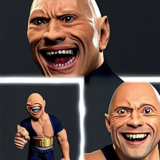 Image similar to gollum as Dwayne the rock Johnson, laughing