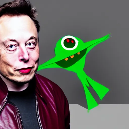 Image similar to elon musk as invader zim, move still, cinematic lighting