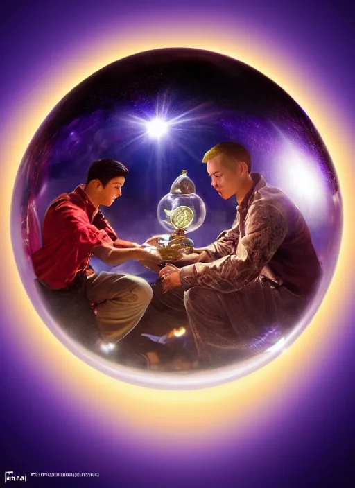 Image similar to dreamscape in a crystal ball, centered, studio product photography, gorgeous lighting, highly detailed, by ross tran and norman rockwell and greg rutkowskiweta studio, and lucasfilm