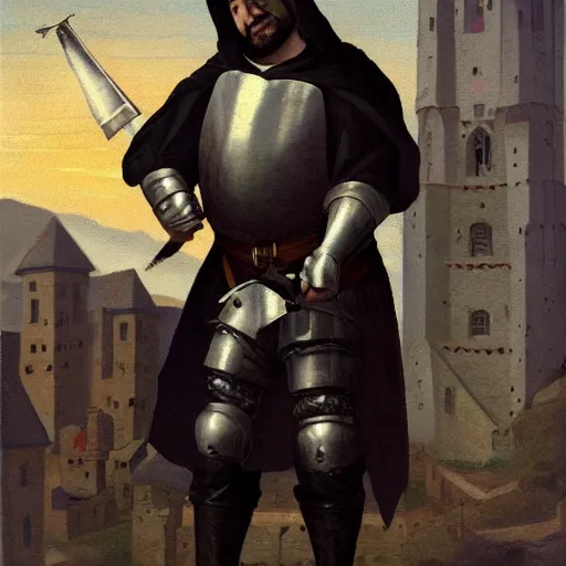 Image similar to Mike Stoklasa from Red Letter Media as a medieval executioner