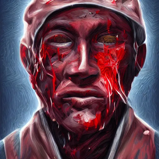 Image similar to Failed Hero, gruesome, digital painting, sharp focus, highly detailed