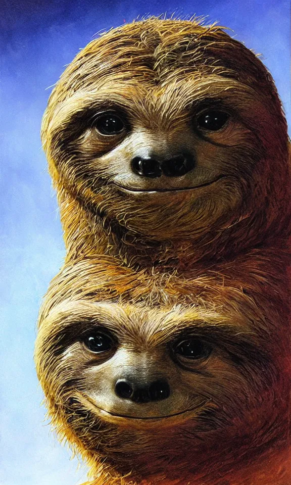 Prompt: ultra realistic portrait painting of a stoner sloth, art by frank frazetta, 4 k, ultra realistic, highly detailed, epic lighting