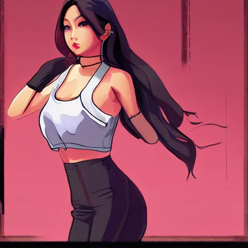 Prompt: hwasa in the style of gta san andreas, in the style of artgerm, rossdraws