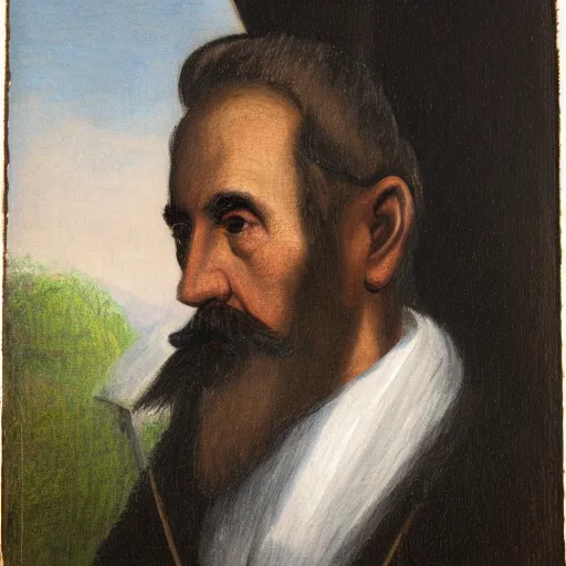 Prompt: portrait of René Guenon, in the style of the Hudson River School