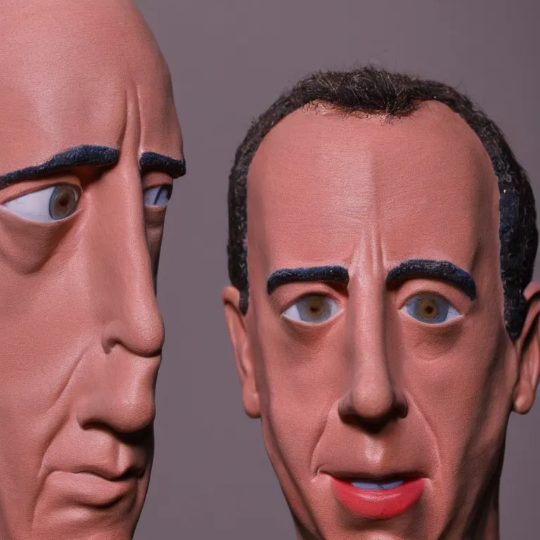 Prompt: beautiful studio photograph of colorful postmodern portrait sculpture of jerry seinfeld shocked expression, beautiful symmetrical face accurate face detailed face realistic proportions, made of spray - painted polymer clay on a pedestal by ron mueck and matthew barney and greg rutkowski, hysterical realism intense cinematic lighting shocking detail 8 k