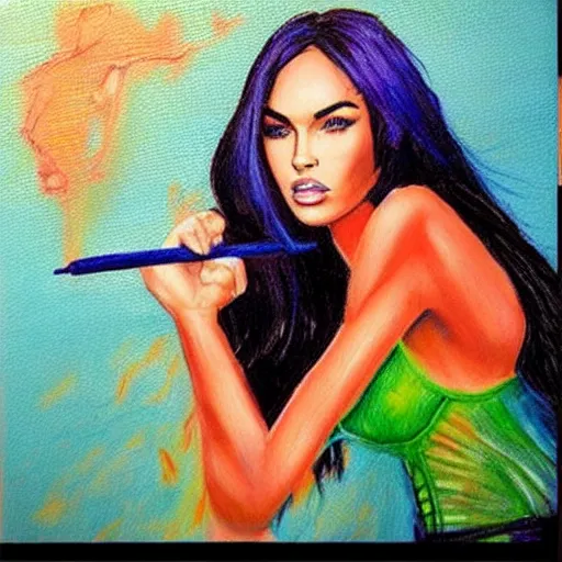 Image similar to “Megan Fox crayons paintings”