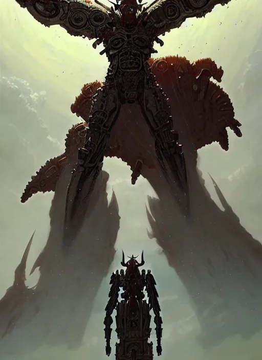 Image similar to rebulon the ancient arch angel - demon, by greg rutkowski and geof darrow, masterpiece concept art, 8 k, intricate detail, cinematic lighting, epic pose, deep colors, majestic view