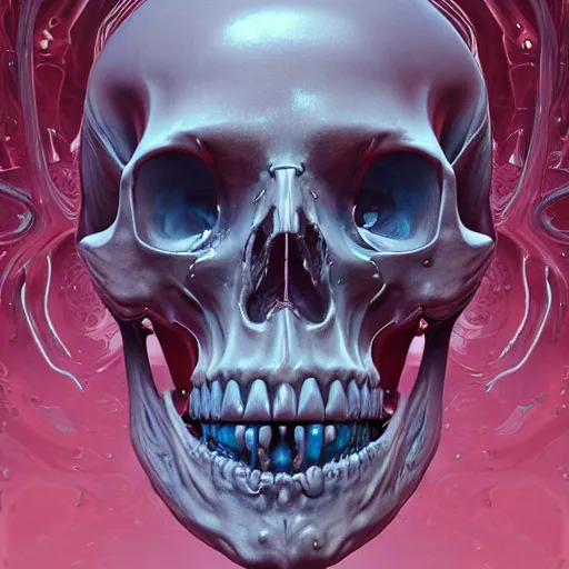 Image similar to portrait_of_a_melting_skull._intricate_abstract._intricate_artwork._by_Tooth_Wu_wlop_beeple_dan_mumford._octane_render_trending_on_artstat