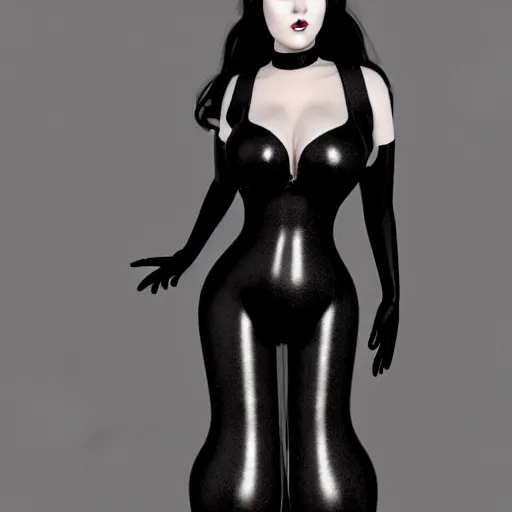 Prompt: curvy feminine goth woman with dignified elaborate tight black-silver nylon and latex ballroom gown, black choker necklace, inviting posture, photorealistic, cgsociety, sublime, 16k, smooth, sharp focus, ArtStation, hyperdetailed, volumetric lighting