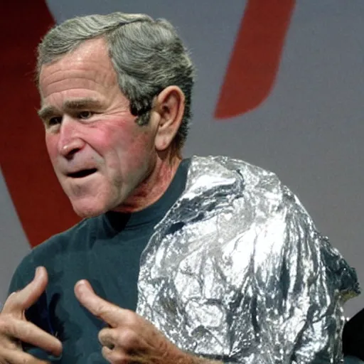 Image similar to george bush covered in tinfoil