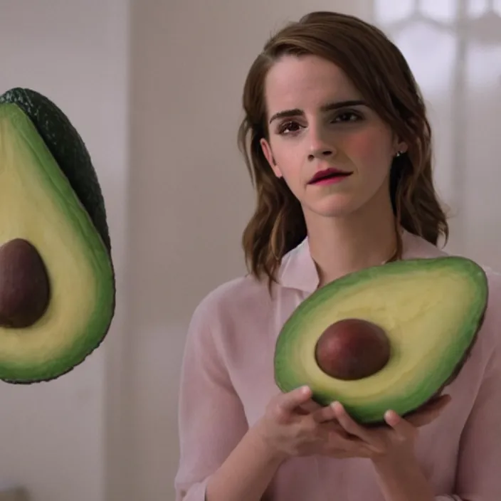 Prompt: emma watson as an avocado, movie still, 8 k