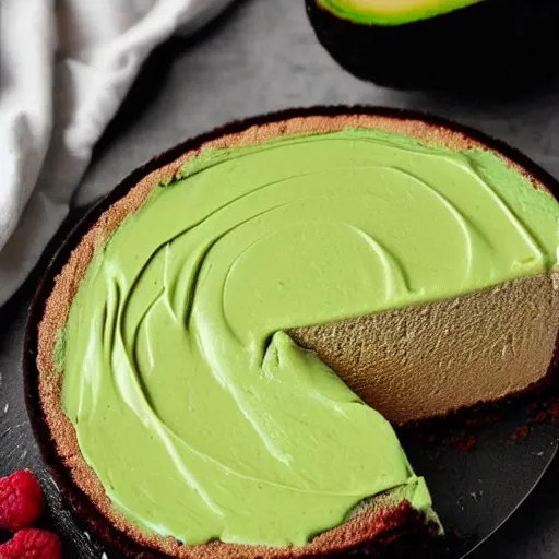 Image similar to close view of a delicious sweet and perfect avocado cheesecake piece, award winning, 4 k, beautiful