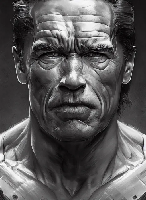 Image similar to Portrait Arnold Schwarzenegger, marvel comics, dark, intricate, highly detailed, smooth, artstation, digital illustration by Ruan Jia and Mandy Jurgens and Artgerm and Wayne Barlowe and Greg Rutkowski and Frank Frazetta