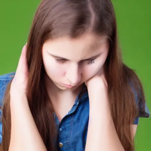 Prompt: a girl with her head pulled back and focusing on her neck. pretty young lady.