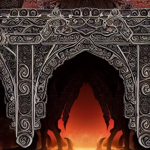 Prompt: Mystical Ornate Tibetan Archway To The Glade of Forgotten Fears, Concept Art, Artstation, Epic Atmosphere, Anamorphic Lens, Cinematic Lighting