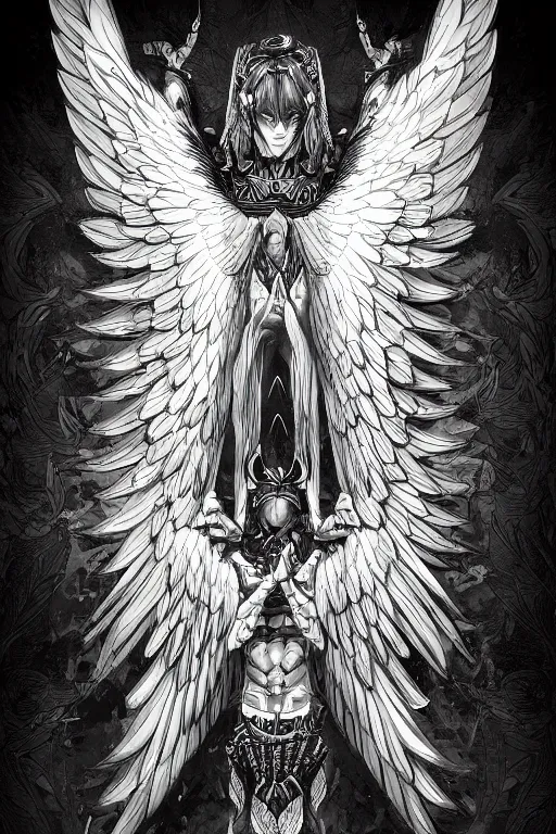 Image similar to a man with eagle wings for arms, symmetrical, highly detailed, digital art, sharp focus, trending on art station, anime art style